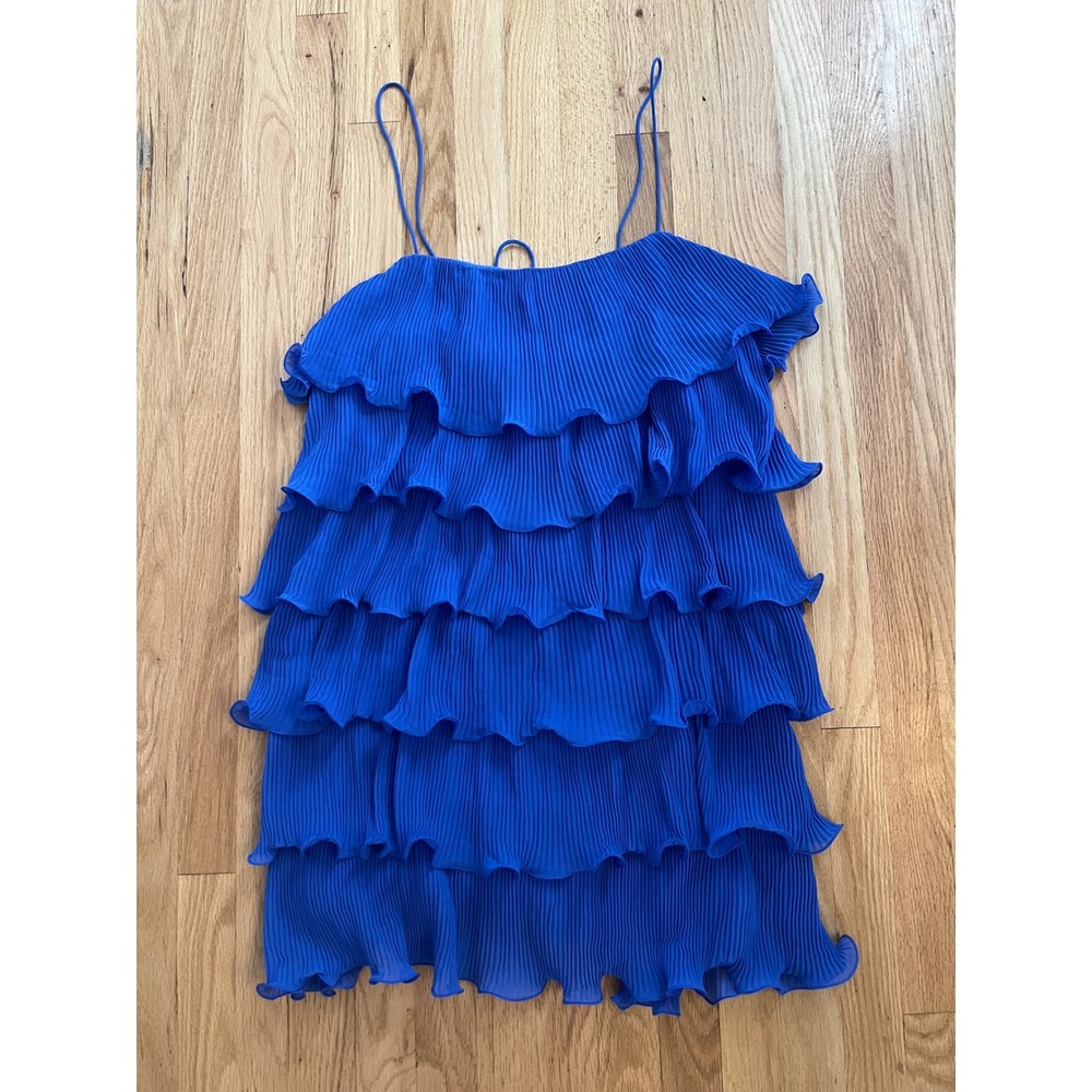 & Other Stories Stockholm Atelier Royal Blue Tiered Ruffle Mini Dress Size 42